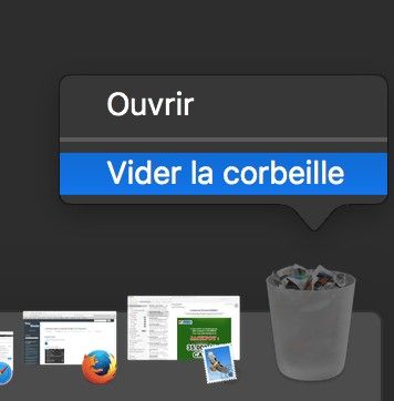 Capture d’écran de l’option Vider la corbeille sous Mac